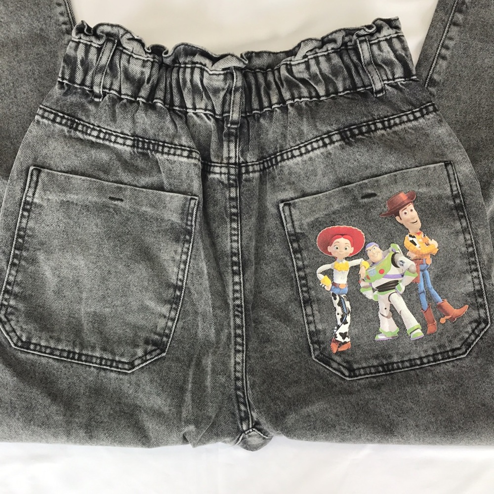 Zara X Disney Toy Story Paper Bag Jeans Grey Denim NWT - Picture 6 of 12
